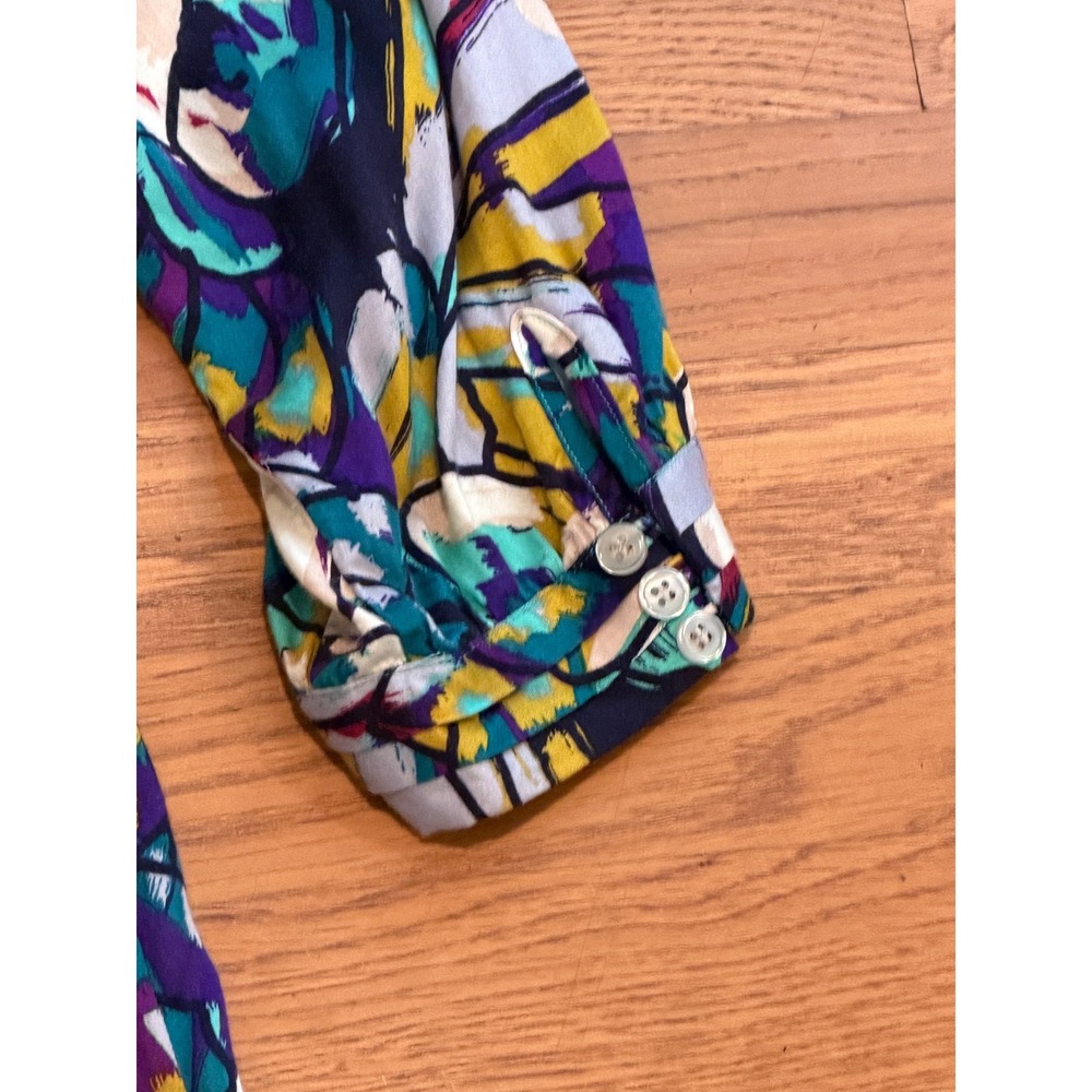 Antonio Melani Floral Rayon Shift Dress Purple Teal Size 8 - Picture 10 of 10